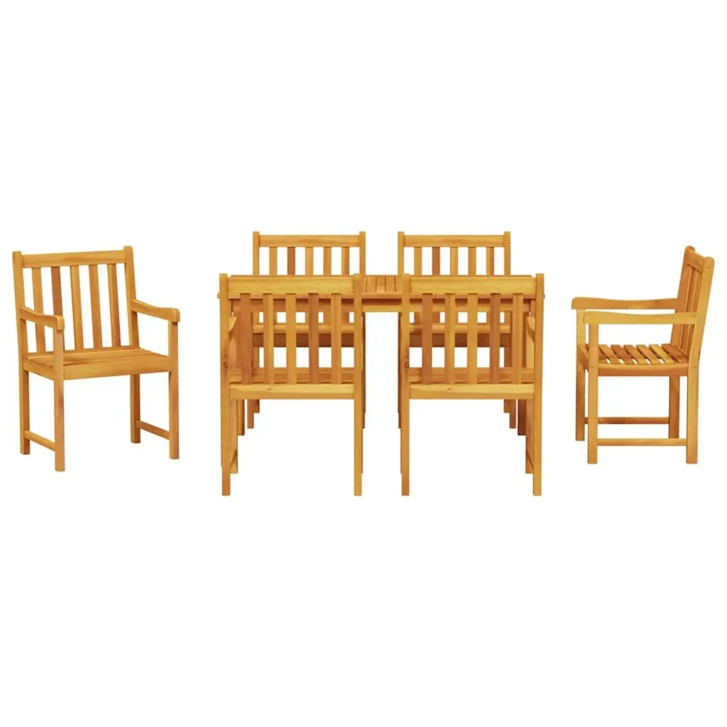 Garden Dining Set 7 Pieces Brown Solid Acacia Wood Outdoor Furniture