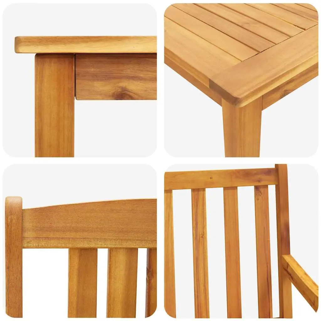 Garden Dining Set Solid Acacia Wood 3 Piece Brown Outdoor Furniture