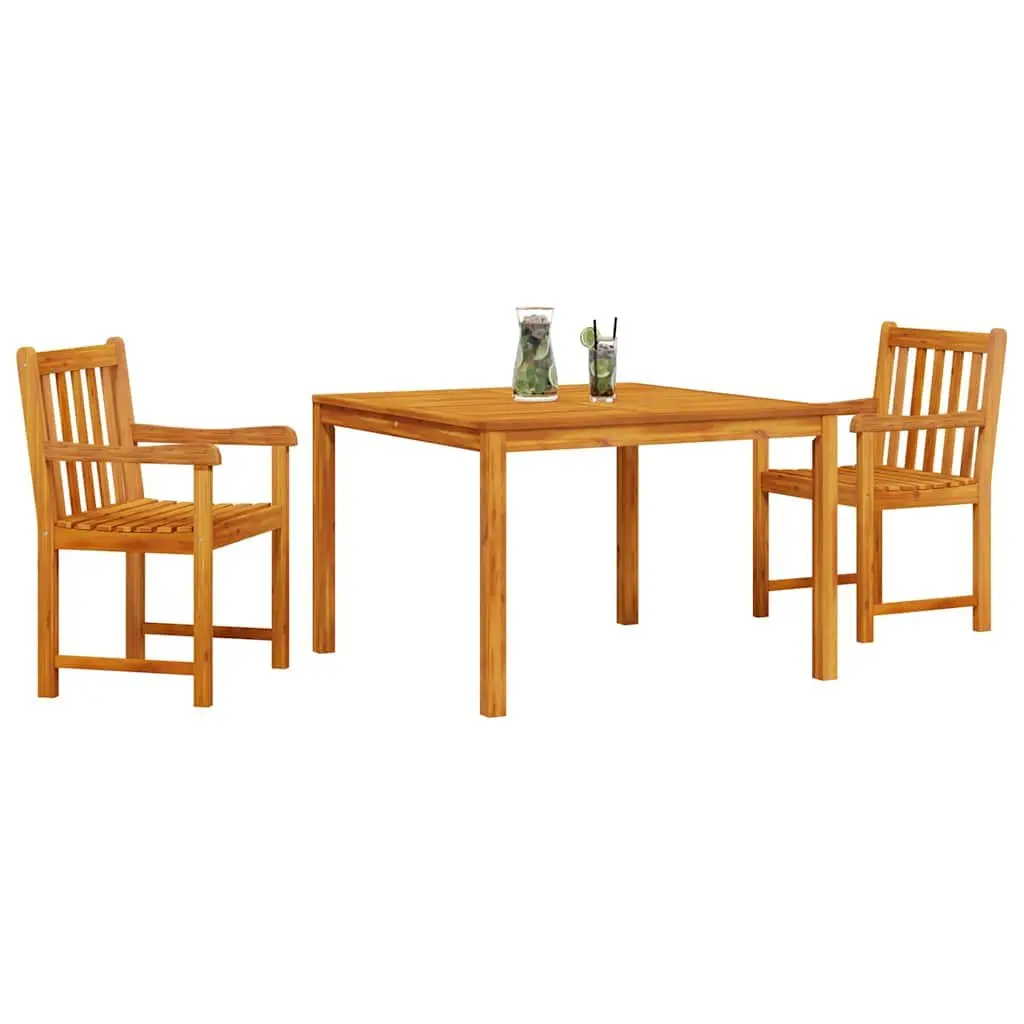 Garden Dining Set Solid Acacia Wood 3 Piece Brown Outdoor Furniture