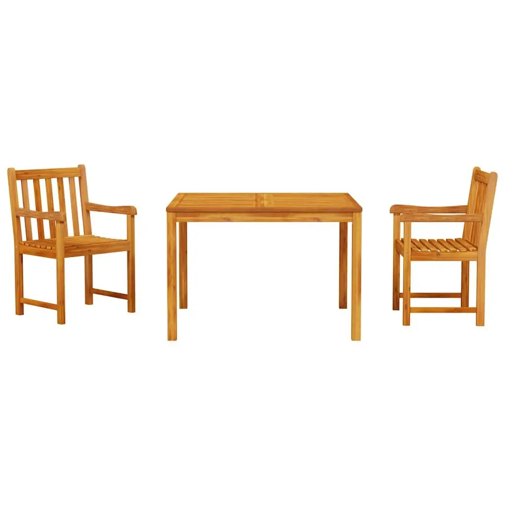 Garden Dining Set Solid Acacia Wood 3 Piece Brown Outdoor Furniture