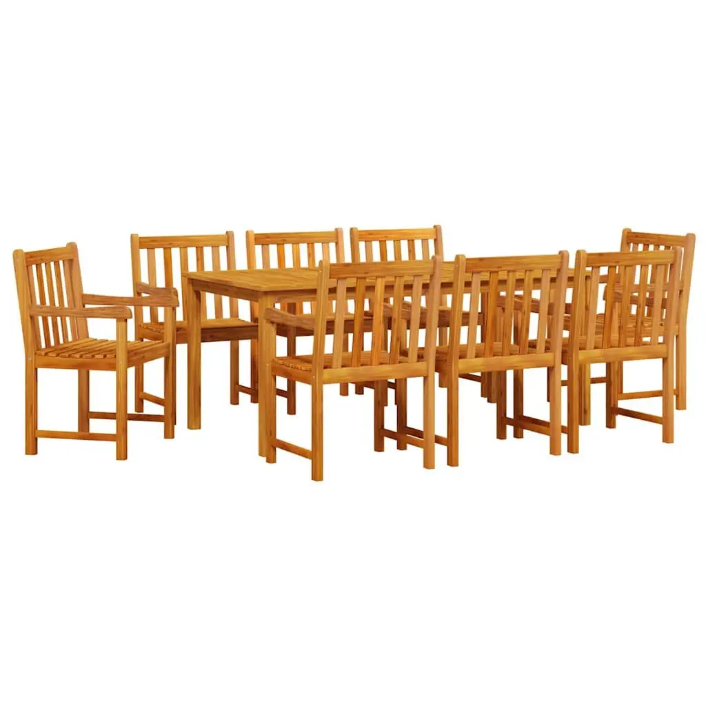 Garden Dining Set 9 Pieces Outdoor Furniture Brown Acacia Wood Patio Table