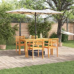 Garden Dining Set 5 Pieces Outdoor Furniture Brown Acacia Wood Patio Table