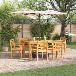 Garden Dining Set 7 Piece Brown Solid Acacia Wood Outdoor Furniture Patio Table