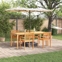 Garden Dining Set 7 Piece Brown Solid Acacia Wood Outdoor Furniture Patio Table