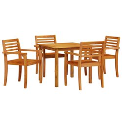 Garden Dining Set 5 Pieces Brown Solid Acacia Wood Outdoor Furniture Patio