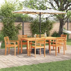 Garden Dining Set 7 Pieces Brown Solid Acacia Wood Outdoor Furniture Patio Table