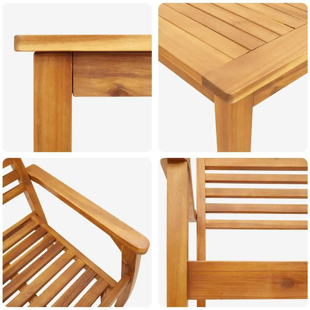 Garden Dining Set 7 Pieces Solid Acacia Wood Brown Outdoor Furniture Patio Table