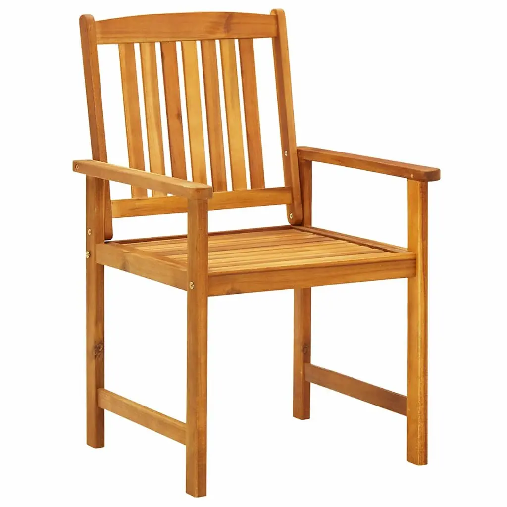 Garden Dining Set Rectangular Table and 2 Chairs Solid Acacia Wood Brown Outdoor