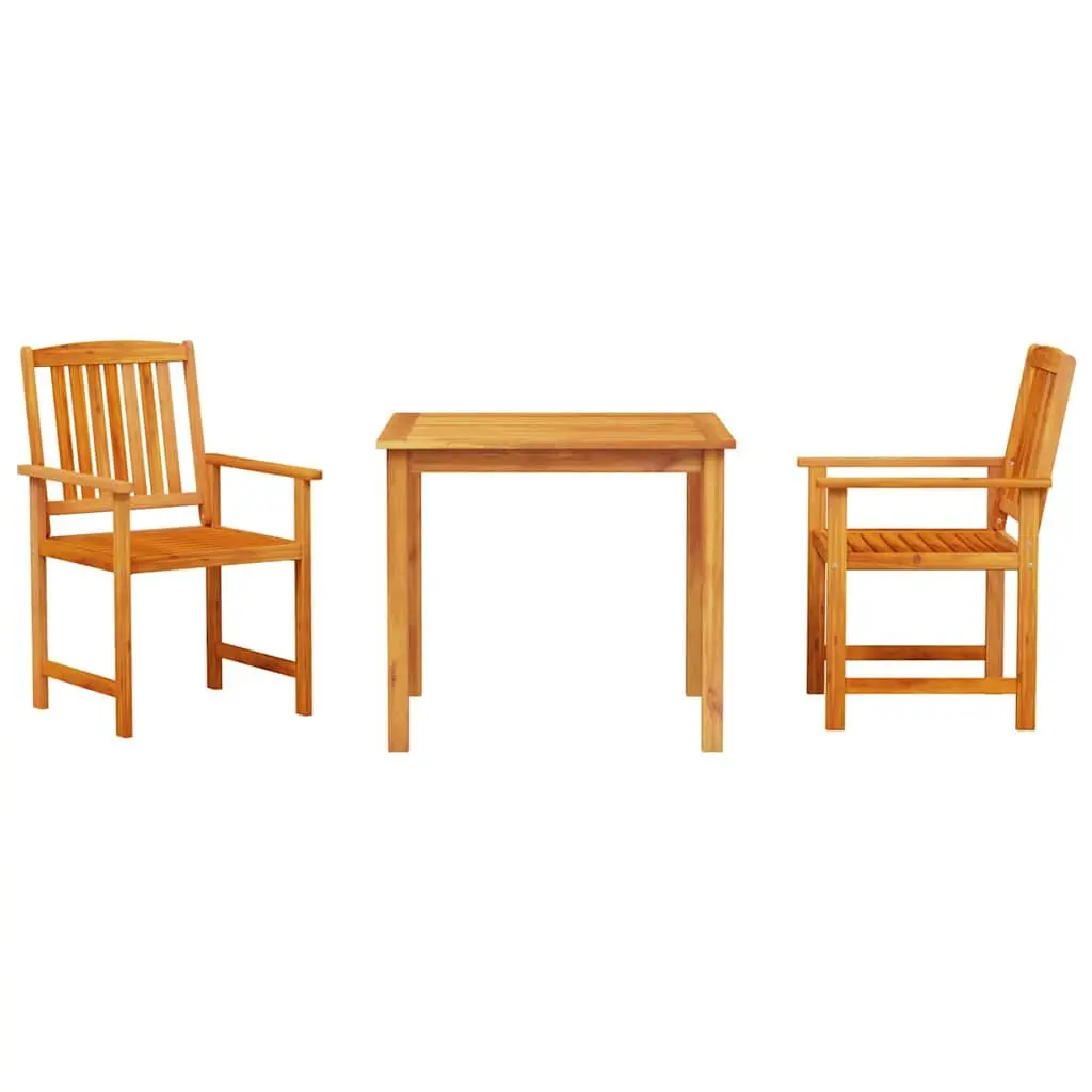 Garden Dining Set 3 Pcs Acacia Wood Brown Outdoor Furniture Table Chairs