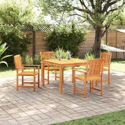 Garden Dining Set 5 Pieces Brown Solid Acacia Wood Outdoor Furniture Patio Table