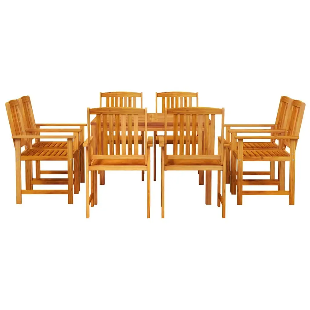 Garden Dining Set 9 Piece Solid Acacia Wood Outdoor Furniture Brown