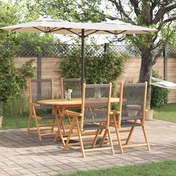 Garden Dining Set 5 Piece Folding Outdoor Patio Furniture Table Chairs Grey