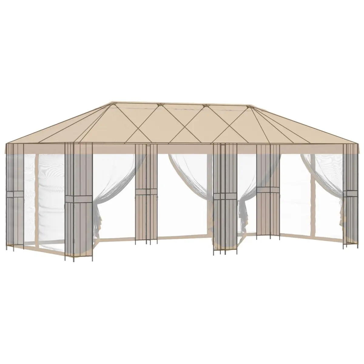 Gazebo Frame Steel Structure 6 x 3 m Outdoor Garden Canopy Black