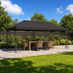 Garden Gazebo 6x3m Outdoor Canopy Mesh Sidewalls Anthracite Patio Shelter
