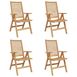 Outdoor Folding Chair Set 4 pcs Brown Garden Patio Seating Teak Wood