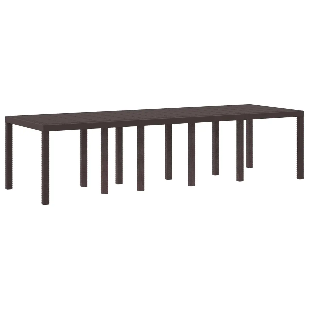 Garden Dining Table Rectangular Poly Rattan Brown 300x100x73cm Steel Frame