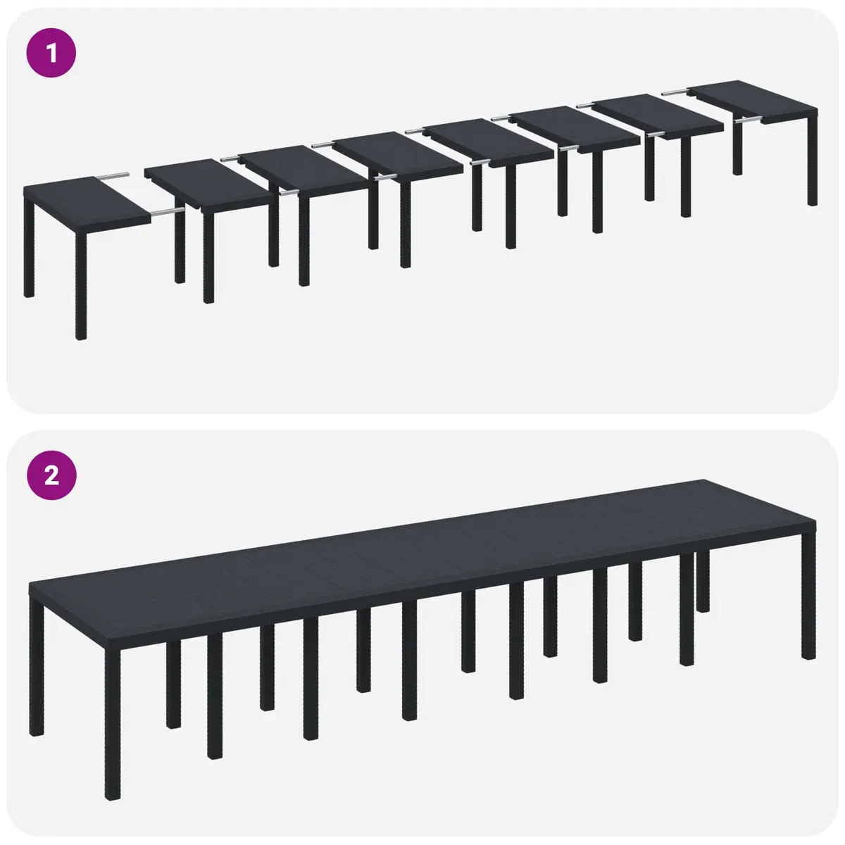 Garden Table Anthracite Poly Rattan Outdoor Dining Rectangular 400x100x73cm