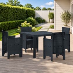 Garden Dining Set 5 Pieces Outdoor Patio Table Chairs Anthracite Furniture