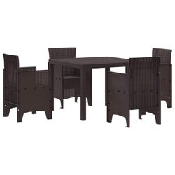 Garden Dining Set 5 Piece Outdoor Furniture Brown Table Chairs Cushions