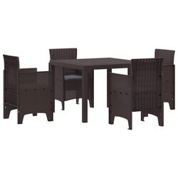 Garden Dining Set 5 Piece Outdoor Furniture Square Table 4 Chairs with Cushions