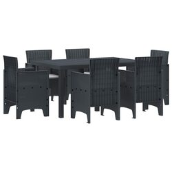 Garden Dining Set 7 Pieces Outdoor Furniture Anthracite Patio Table Chairs