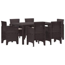 Garden Dining Set 7 Pieces Brown Outdoor Furniture Table Chairs Patio Rattan