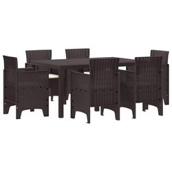 Garden Dining Set 7 Pieces Brown Outdoor Furniture Patio Dining Table Chairs