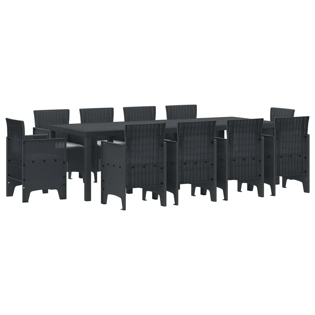 Garden Dining Set 11 Piece Outdoor Furniture Poly Rattan Rectangular Table