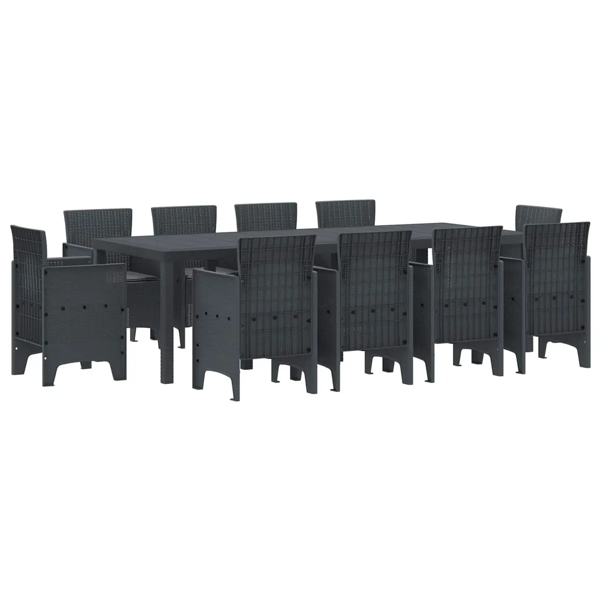 Garden Dining Set 11 Pieces Outdoor Furniture Anthracite Modern Poly Rattan