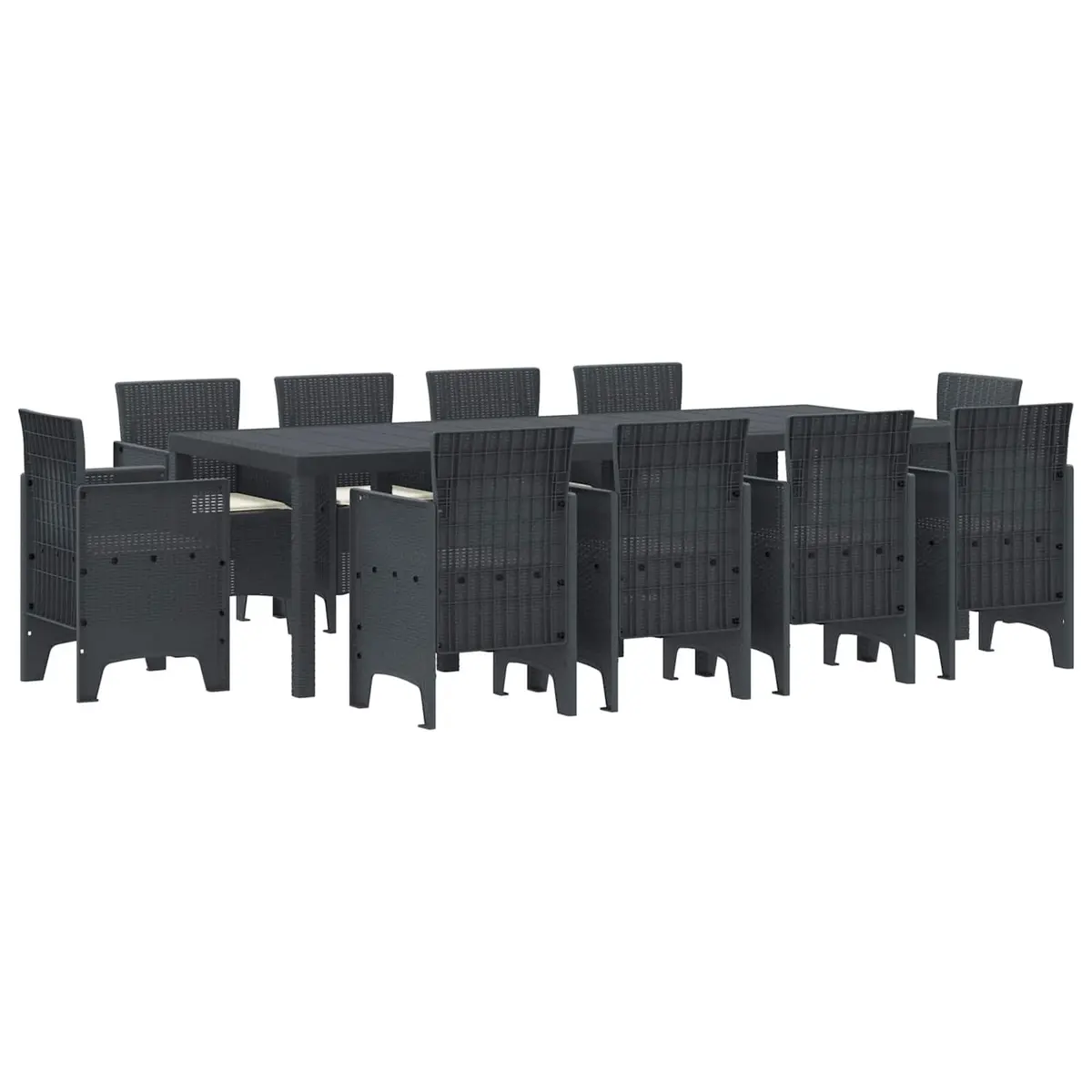 Garden Dining Set 11 Piece Outdoor Furniture Anthracite Poly Rattan Modern