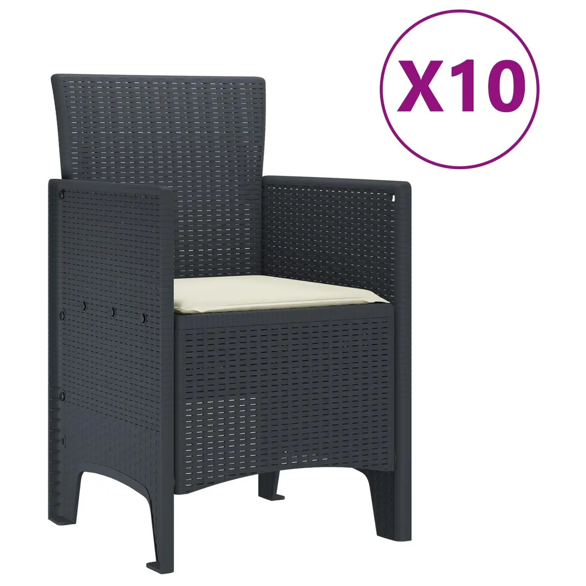Garden Dining Set 11 Piece Outdoor Furniture Anthracite Poly Rattan Modern