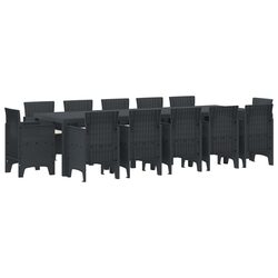 Outdoor Dining Set 13 Piece Anthracite Poly Rattan Garden Furniture with