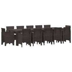 Outdoor Dining Set 13 Piece Brown Rattan Garden Furniture with Cushions
