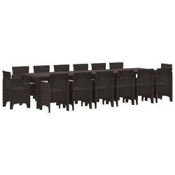 Garden Dining Set 15 Piece Outdoor Furniture Patio Table Chairs Brown Rattan