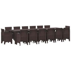 Garden Dining Set 15 Piece Outdoor Furniture Brown Poly Rattan Patio Table Chair
