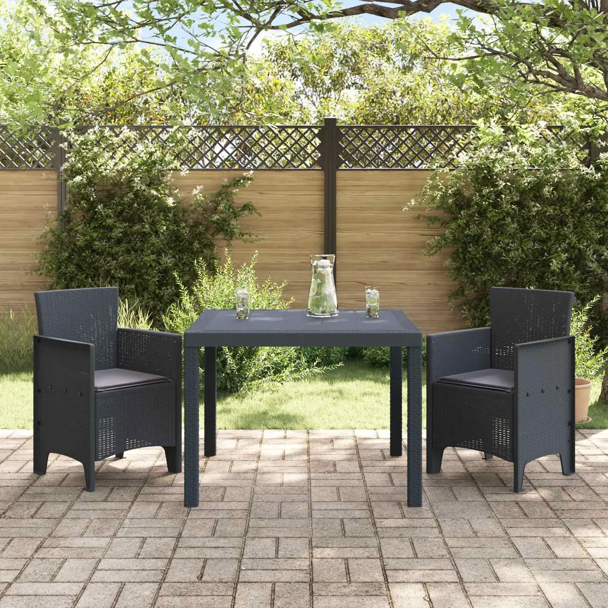 Garden Dining Set 3 pcs Anthracite Outdoor Patio Table Chairs Set