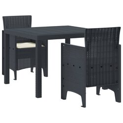 Garden Dining Set 3 Pieces Anthracite Outdoor Furniture Patio Table Chairs