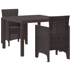 Garden Dining Set 3 Piece Outdoor Furniture Patio Brown Table Chairs Cushions