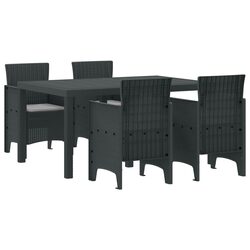 Garden Dining Set 5 Pieces Outdoor Patio Furniture Anthracite Poly Rattan Table