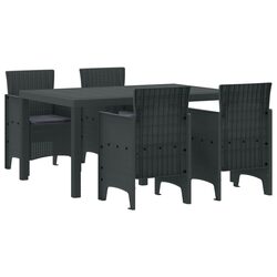 Garden Dining Set 5 Pieces Outdoor Furniture Poly Rattan Table Chairs Anthracite