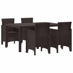 Garden Dining Set 5 Piece Outdoor Furniture Patio Rattan Table Chairs Brown