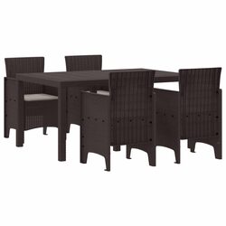 Garden Dining Set 5 Pieces Outdoor Furniture Brown Poly Rattan Table Chairs