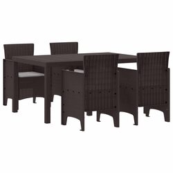 Garden Dining Set 5 Piece Outdoor Furniture Patio Table Chairs Brown Poly Rattan