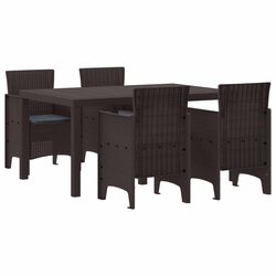 Garden Dining Set 5 Pieces Brown Outdoor Furniture Table Chairs Patio Rattan