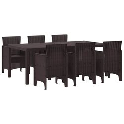 Garden Dining Set 7 Piece Brown Outdoor Furniture Table Chairs Patio Seating