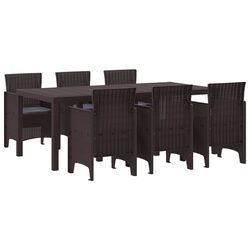 Garden Dining Set 7 Piece Brown Outdoor Furniture Table Chairs Patio
