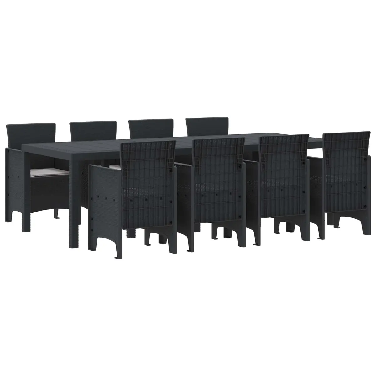 Garden Dining Set 9 Piece Anthracite Outdoor Furniture Poly Rattan Patio Table