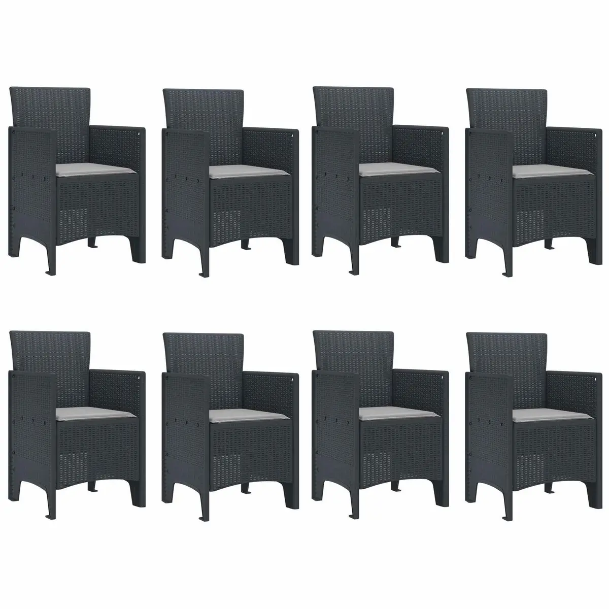 Garden Dining Set 9 Piece Anthracite Outdoor Furniture Poly Rattan Patio Table