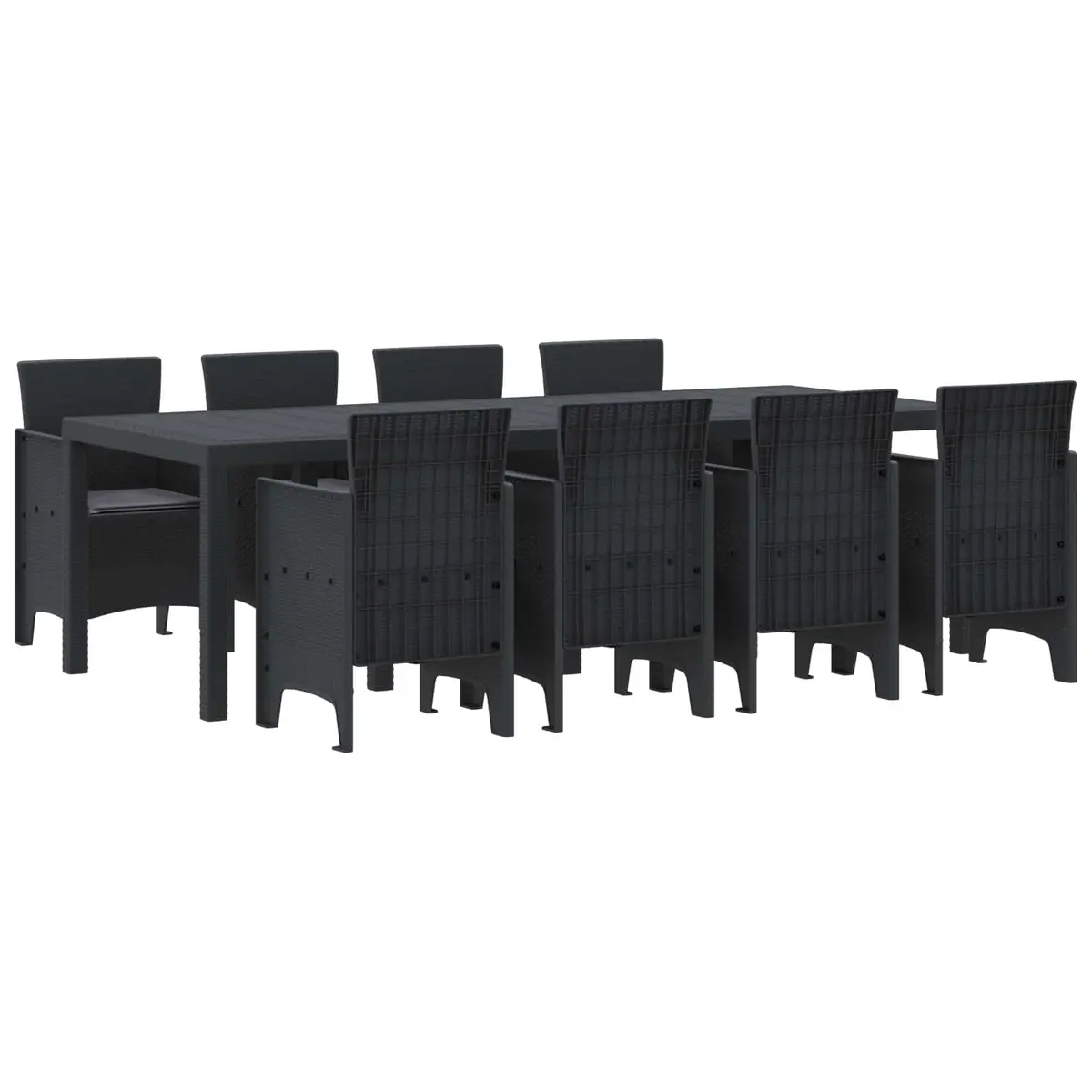 Garden Dining Set 9 Pieces Anthracite Modern Outdoor Furniture Poly Rattan