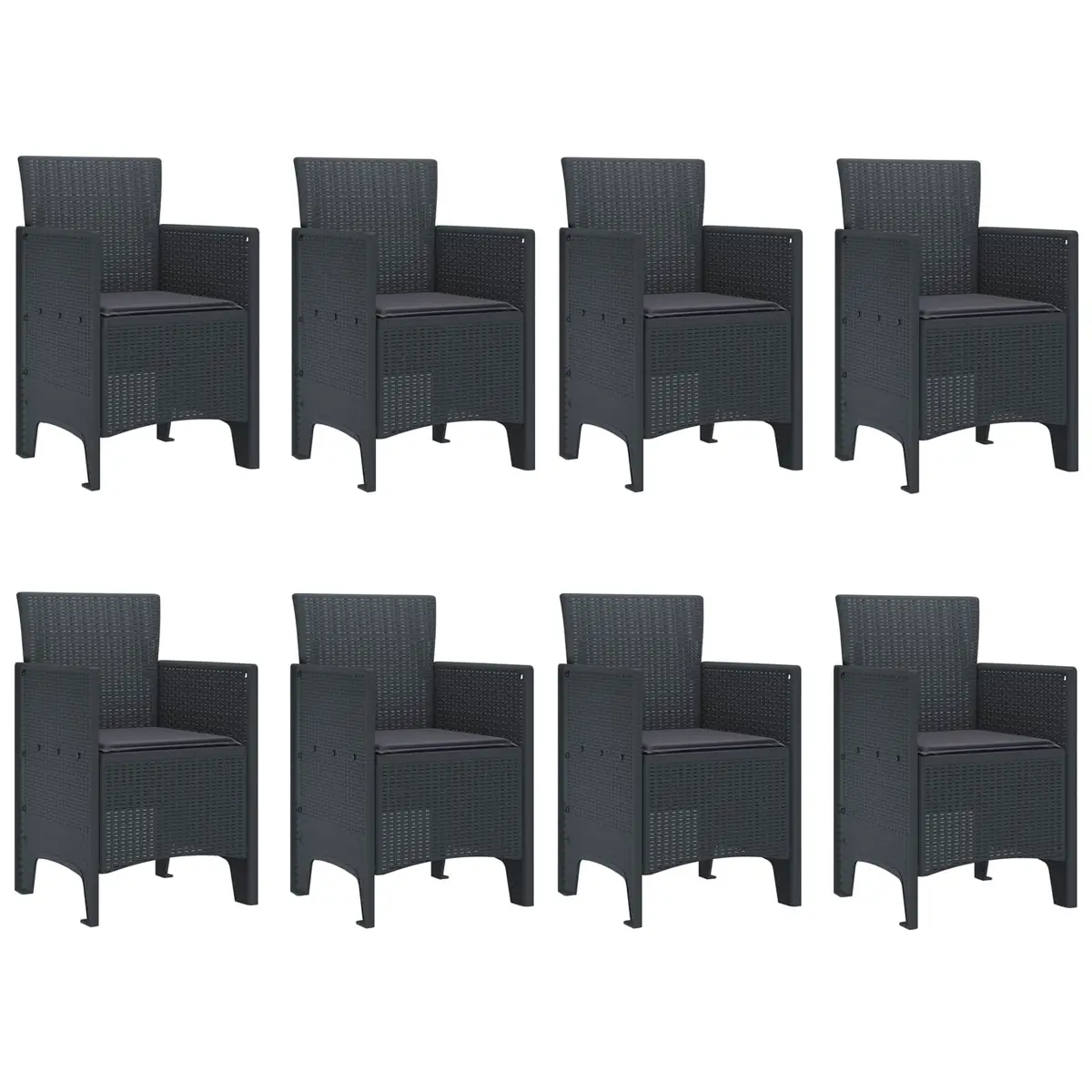 Garden Dining Set 9 Pieces Anthracite Modern Outdoor Furniture Poly Rattan
